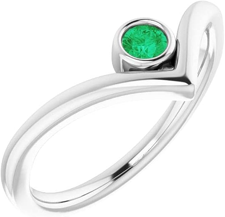 925 Sterling Silver Lab Created Emerald Polished Created