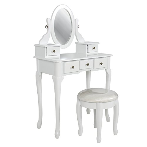 Best Choice Products Bathroom Vanity Table Set Jewelry Makeup Desk Hair Dressing Organizer, White