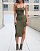 Ninimour Women's Solid Sleeveless Spaghetti Strap Side Slit Bodycon Dress, Small, Army Green