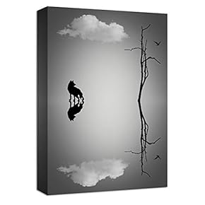 Canvas Wall Art Lonely Animal Painting Artwork for Home Prints Framed - 12x18 inches