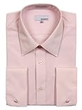 Mens Modena Solid Pink French Cuff Dress Shirt