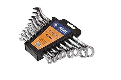 Real Heavy Duty Eliptical Combination Spanners 8 Pcs. Set with hanging tray