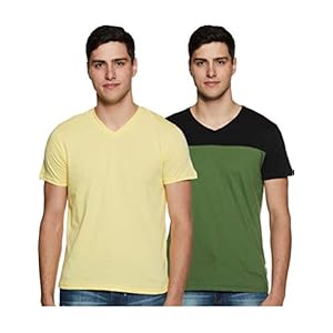Amazon Brand – Symbol Men’s Solid Regular Fit T-Shirt (Pack of 2) (SS20SYMTEE38-C_Multi-CLR9 S)