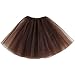 Lanzom Women's Classic Elastic 3-Layered Tulle Tutu Skirt Ballet Party Costume (Brown)