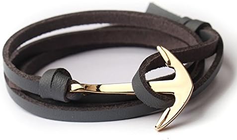 New Infinity Chain Cuff Jewelry Antique Anchor Leather Charm Bracelet