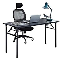 sogesfurniture Computer Desk Office Desk 55 inches Folding Table Laptop Desk Computer Table Workstation with BIFMA Certification No Assembly Required,Black BHUS-AC5CB-140