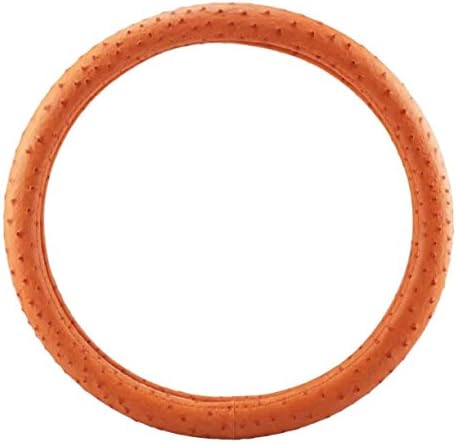 Houyue Car Auto Stretch-on PU Ostrich Grain Antiskid Steering Wheel Cover, Out Diameter 14.5''-15'', Four Seasons General, Orange