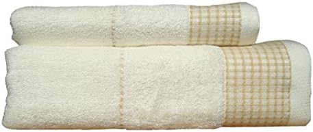 Taprilt Extremely Durable Antibacterial Bamboo &amp; Cotton, 2 Piece Towel Set, 1 Piece Bath Towel &amp; 1 Piece Hand Towel, Beige
