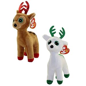 Image of Beanie Babies Reindeer Gift Pack TInsel and Peppermint