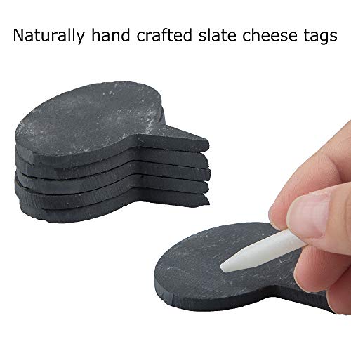 Set of 12, Wood Handle Cheese Knives with Cheese Markers and Soapstone Chalks, findTop 4 Pieces Cheese Slicer Cheese Cutter, 6 Pieces Natural Slate Cheese Labels, 2 Pieces Soapstone Chalks