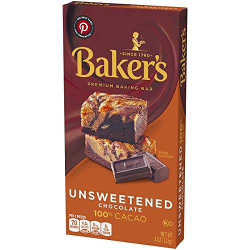 Baker's Unsweetened Chocolate Premium Baking Bar with 100 Cacao (4 oz