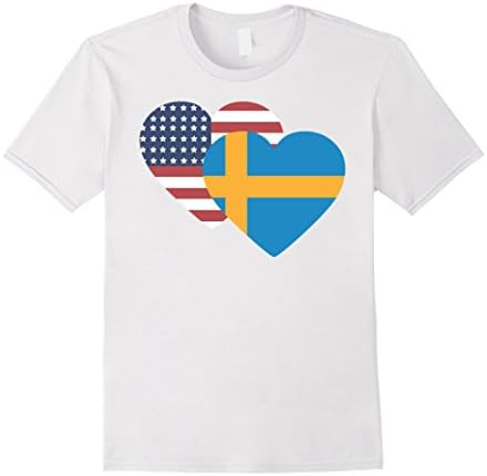 Men's Sweden USA I love like flag heart half T Shirt tee Small White