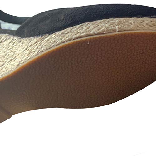 Women High Wedges Sandals,❤️ FAPIZI Ladies Summer Espadrille Heel Platform Wedge Sandals Ankle Buckle Closed Toe Shoes Black - Thumbnail 5