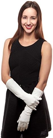Diamond in Rough White Matte Finish Gloves Elbow Length, Size B