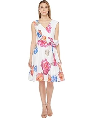 Calvin Klein Womens Floral Printed Cotton Voil Dress