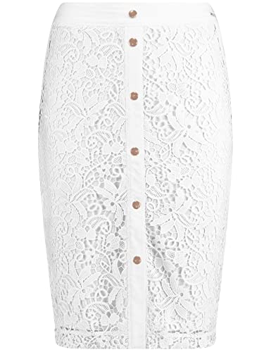 TAIFUN Rock Gewirke Jupe, Blanc Cassé, 42 Femme