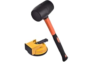 Floor Gap Repair Tool with Robust Suction Cup Assembly and Hammer, Featuring Noise Reducing Felt Pad and Reusable Pads for Us