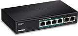TRENDnet 6-Port Fast Ethernet PoE Switch, TPE-S50, 4 x Fast Ethernet PoE Ports, 2 x Fast Ethernet Ports, 60W PoE Budget, 1.2 Gbps Switch Capacity, Ethernet Network Switch, Metal, Lifetime Protection,Black