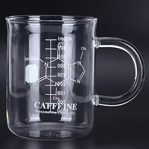 Beaker Mug Borosilicate Glass Cup with Handle and Measuring Scale Science Coffee Mug for Coffee Tea Water