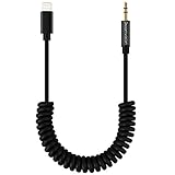 iPhone 8 iPhone X Aux Cord, Dreamvasion Spring Coiled Stereo Audio Cable with 8pin Male Lightning to Male 3.5mm Headphone Jack Adapter [Extend to 5ft] for iPhone 8 / 8 Plus, iPhone X, iPhone 7 /7 Plus