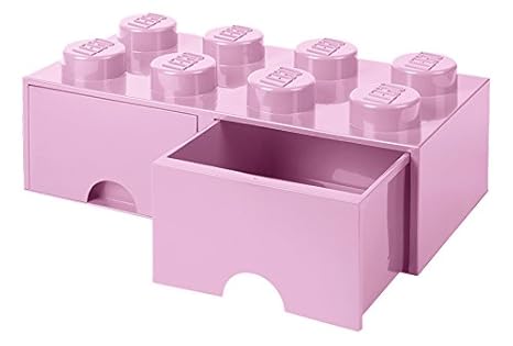 LEGO 4006 Brick 8 Knöpfe, 2 Schubladen, stapelbar Aufbewahrungsbox, 9,4 l, Light Pink, Plastik Legion Purple, 50 x 25 x 18 cm