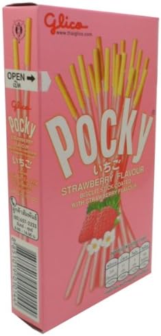 3 Packets Thai Food Super Snacks Glico Brand Pocky Strawberry Flavour 47 g