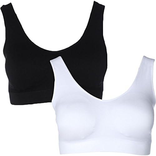 Delta Burke Womens 2PK Seamless Bralette B/W 1X