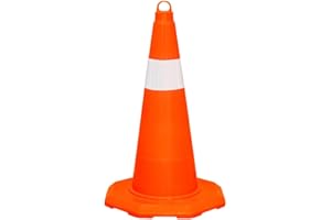 Berry Reflective Safety Cone - 20" Orange PVC Cone | Flexible Parking Cone | 50CM Unbreakable PVC Traffic Cone - Orange | Mul