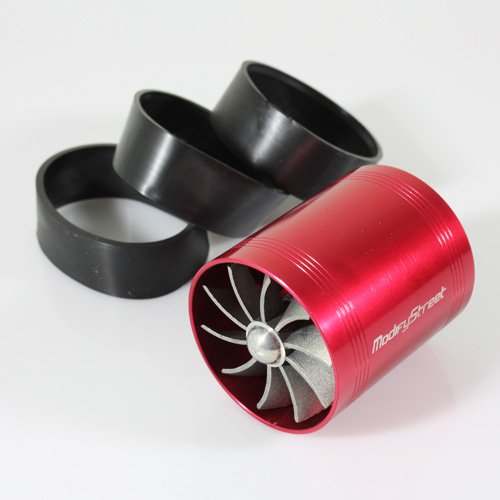 ModifyStreet Air Intake Turbonator Supercharger Dual Fan Propeller Turbo Gas Fuel Saver Red