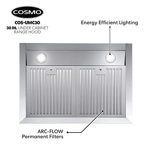 COSMO UMC30 Ducted Under Stainless Steel Range Hood with 380