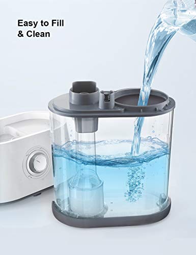 Homech 4L Cool Mist Humidifier, Quiet Ultrasonic Humidifier for Bedroom Nursery Baby 12-60 Hours, Easy to Clean, 360° Nozzle, Waterless & Water Tank Lifted Auto Shut-Off(Grey