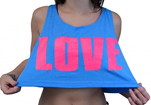 Electro Threads Women's LOVE Crop Top One Size Fits all Neon Blue