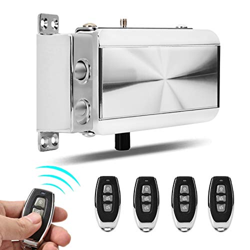 Electronic Deadbolt Door Lock Kit, Smart Remote Control Keyless Entry Access Control System, Intelligent Anti Theft Home Concealed Electric Mechanical Lock with 4 Remote Control for Home Security