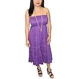 Women's Cotton Maxi Skirt Purple Dress Strapless 2 in One Coverup S/M