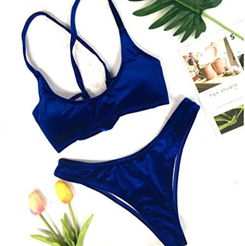 WTGJBJN Women Solid Colors Velvet Bikini Set Swimsuit Beachwear Swimwear Bathingsuit Triangle Monkini Suits