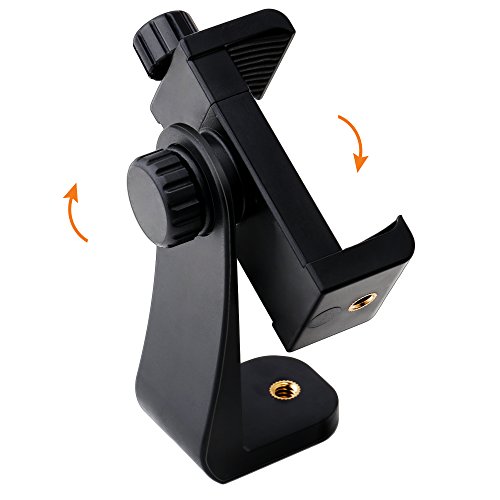 IPOW Universal Cell Phone Tripod Mount/Vertical Bracket Holder Adapter Clamp for iPhone/Samsung Galaxy/Nexus Use on 1/4 Tripod, Monopod, Selfie Stick, and More