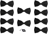 Udres Men Formal Tuxedo 10 Pack Solid Color Satin Bow Tie Classic Pre-Tied Bowtie (One Size, Black)