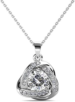 Majestic Jewelry Triangular Infinity Pendant Necklace, White Gold Plated, Austrian Crystal, w/ a Gift Box
