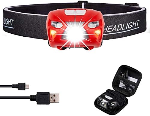 500 Lumens Ultra Bright Hands-free Cree LED Headlamp - Rechargeable Last 48 Hours, 8 Modes White Red Led Lamp, Lightweight with Portable Pouch, Best Headlight for Camping Hiking Many Lighting Use
