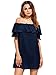 Milumia Women's Off Shoulder Ruffles Shift Loose Summer Vacation Mini Dress Navy Large