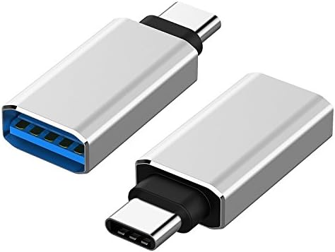 [2 Pack] USB-C to USB 3.0 Adapter, Hi-speed USB C Adapter Aluminum for Macbook Pro 2016, MacBook 12-inch and other Type-C Devices – Silver