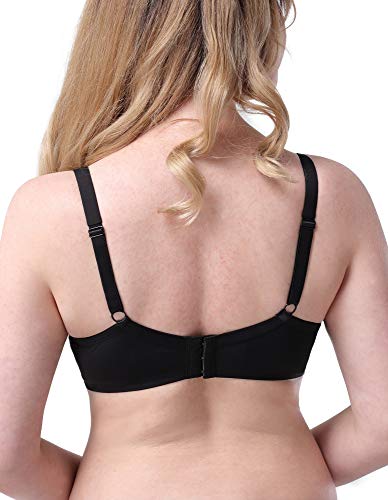 DotVol Women Plus Size Underwire Full Coverage Comfort Support Lightly Lined Maternity Nursing Bra(US 40DDD/Tag 95F, Black) - Thumbnail 3