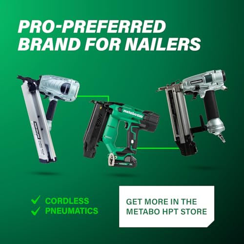 METABO HPT BRAD NAILER, PRO-PREFERRED LIGHTWEIGHT PNEUMATIC POWER NAILER FOR PRECISION TRIM WORK AND FURNITURE BUILDING, ADJUSTABLE DEPTH, 18 GAUGE, 5/8″ UP TO 2″ BRAD NAILS, NT50AE2