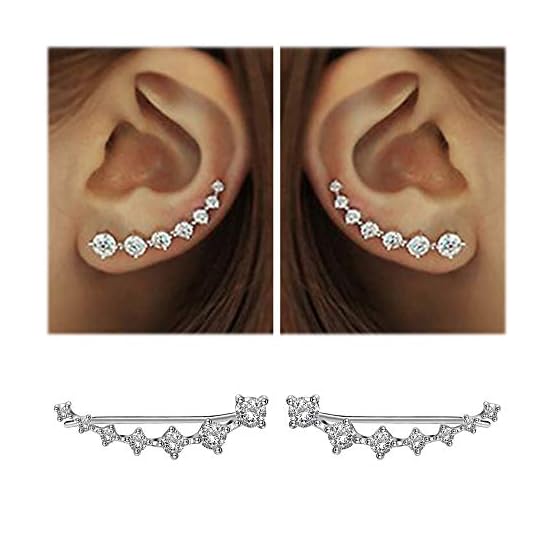 Elensan-7-Crystals-Ear-Cuffs-Hoop-Climber-S925-Sterling-Silver-Earrings-Hypoallergenic-Earring Elensan-7-Crystals-Ear-Cuffs-Hoop-Climber-S925-Sterling-Silver-Earrings-Hypoallergenic-Earring