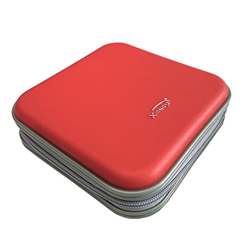 40 CD/VCD/DVD Case Binder Portable Hard Plastic Disc Container Red