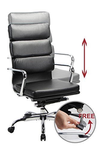 VIVA OFFICE Ergonomic Office Chair Executive Bonded Leather Computer Chair High Back With Cushioned Seating, Black