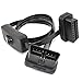 OLLGEN OBD 2 Cable Cord,Ultra Slim 16 pin M/F OBDII Extension Cable with Power Switch,Diagnostic Flat Cord Adapter Connector,70cm / 2.3feet
