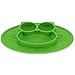 Kirecoo Baby Placemat Owl Round Silicone Suction Feeding Plate for Children, Kids, Toddlers,Kitchen Dining Table,Restaurant with Built in Plates and Bowl (Green)