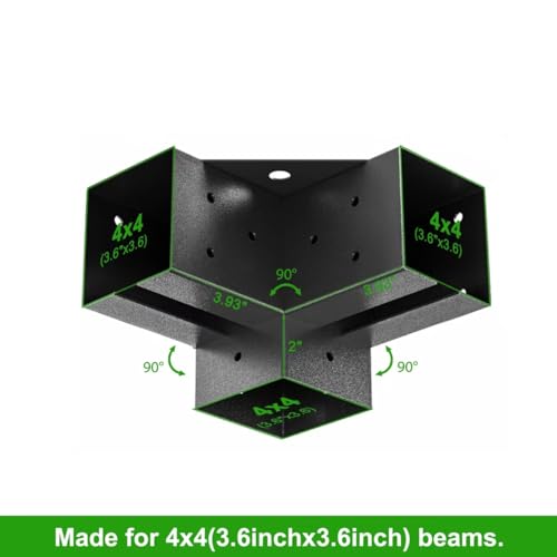 ORIGLE Pergola Brackets - Heavy Duty 4x4 Brackets kit (Q235 Steel Anti-Corrosion, 3.58"x3.58" Fit) - Pergola Kit for DIY Garden, Patio, Gazebo - Weatherproof for 4x4 Wood Beams (4-Pack) | Heavy Duty Q235 Steel with Weatherproof Anti-Corrosion Coating