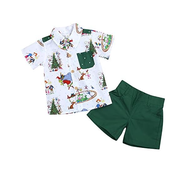 Christmas Outfits Toddler Kids Baby Boy Girl T-Shirt Tops Short Pants Clothes Set Costumes